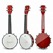 Costway 24 Inch Sonart 4-String Banjo Ukulele with Remo Drumhead and Gig Bag