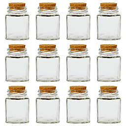 Juvale 12 Pack Mini Glass Bottles with Cork Stoppers for Party Favors, Spices Jar, Herbs, Keepsakes (1.7 oz)