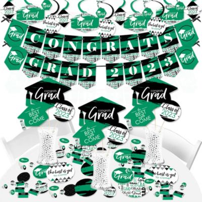 Big Dot of Happiness 2023 Green Graduation Party Supplies - 387 Piece Decoration Kit - Fundle Bundle