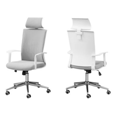 HomeRoots Office White with Grey Fabric High Back Executive Office Chair |  Bed Bath & Beyond