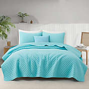 Unikome 3-Piece Quilted Reversible Coverlet Set, Ultra Lightweight Bedspread in Teal, Full/Queen