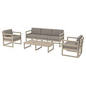 Luxury Commercial Living 4 Piece Taupe Outdoor Patio Lounge Set with Sunbrella Cushion 78.75"