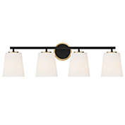 Trade Winds Nell 4-Light Bathroom Vanity Light in Matte Black and Natural Brass