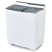 Costway Twin Tub Portable Washing Machine with Timer Control and Drain Pump for Apartment-Gray