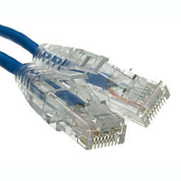 Cable Wholesale Cat6a Blue Slim Ethernet Patch Cable, Snagless/Molded Boot, 2 foot