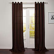 Casa Mia by Starlite Tropea Textured Linen Look With Stripe Window Curtain Panel Espresso 54&quot;x95&quot;