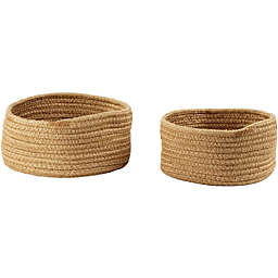 Farmlyn Creek Woven Baskets for Storage, Brown Hemp Rope Basket (2 Sizes, 2 Pack)