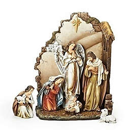 Joseph Studio 7 Piece Christmas Nativity Scene Set with Back Wall 66088 New