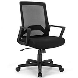 Costway Height Adjustable Mid Back Task Chair Mesh Office Chair with Lumbar Support