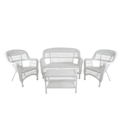 Northlight 4-Piece White Steel Resin Wicker Outdoor Patio Furniture Set 51"