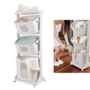 Kitcheniva Laundry Hamper Basket Sorter Clothes Storage Organizer Shelf Rolling Cart 3 Tier