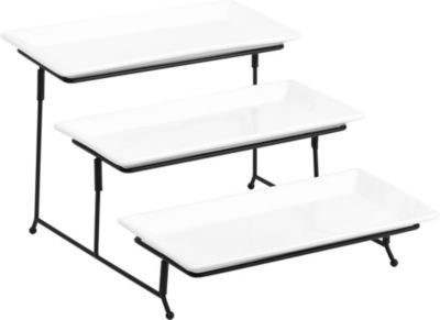 Lexi Home 3-Classic Rectangular Serving Platter - Three-Tiered Cupcake Tray Stand