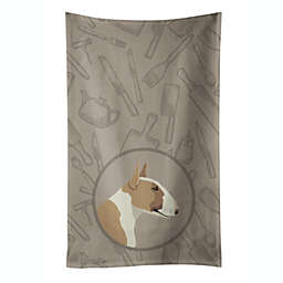 Caroline's Treasures Fawn and White Bull Terrier In the Kitchen Kitchen Towel 15 x 25