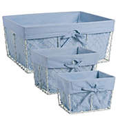 Contemporary Home Living Set of 3 Blue Chicken Wire Basket, 18"