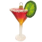 Red Margarita with Salt and Lime Polish Glass Christmas Tree Ornament Alcohol