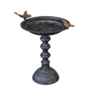 Evergreen Garden Cast Metal Bird Bath on Pedestal 20 x 19 x 15 Inches