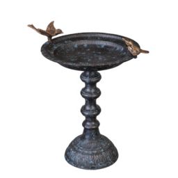 Evergreen Garden Cast Metal Bird Bath on Pedestal 20 x 19 x 15 Inches