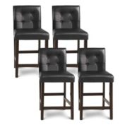 Gymax Set of 4 Bar Stools 25inch Counter Height Barstool Pub Chair Rubber Wood Black