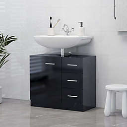 vidaXL Sink Cabinet High Gloss Black 24.8