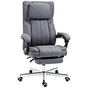 High-Back Massaging Office Chair Reclining Office Chair with Footrest Headrest Swivel Wheels Adjustable Height Gray