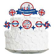 Big Dot of Happiness Cheerio, London - British UK Birthday Party Cake Decorating Kit - Happy Birthday Cake Topper Set - 11 Pieces