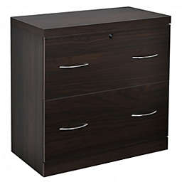Costway 2-Drawer File Cabinet with Lock Hinging Bar Letter and Legal Size-Coffee
