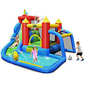 Slickblue Inflatable Bouncer Bounce House with Water Slide Splash Pool without Blower