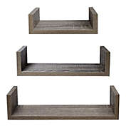 ITY International - Set of 3 Wooden Wall Shelves, Taupe Grey