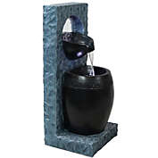 Sunnydaze Peaceful Rain Electric Outdoor Water Fountain - 31.75" H - Gray and Black