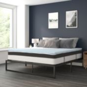 Flash Furniture 14 Inch Metal Platform Bed Frame with 12 Inch Pocket Spring Mattress in a Box and 2 Inch Cool Gel Memory Foam Topper - King