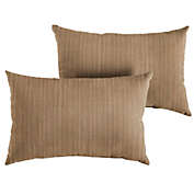 Outdoor Living and Style Set of 2 Walnut Brown Textured Solid Sunbrella Indoor and Outdoor Lumbar Pillows 13" x 20"
