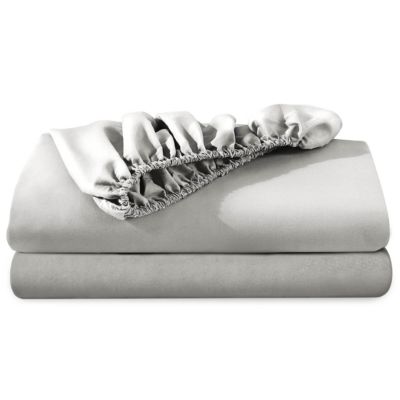 Bare Home 2-Pack Microfiber Fitted Bottom Sheets Deep Pocket (Light Grey, California King)