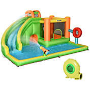 Halifax North America 7-in-1 Inflatable Water Slide, Kids Castle Bounce House Includes Slide, trampoline, Pool, Water Gun, Ball-target, Boxing Post, Tunnel with Carry Bag, Repair Patches, 750W Air Blower