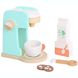 TOOKYLAND Wooden Coffee Maker Playset - 7pcs - Coffee Making Play Kitchen Toy with Accessories, Ages 3+