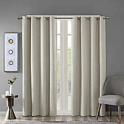 JLA Home SunSmart Maya Blackout Curtain Patio Single Window, Textured Heatherd Print, Grommet Top Living Room Decor Thermal Insulated Light Blocking Drape for Bedroom and Apartments, 50x84, Taupe