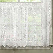 Sweet Home Collection   Old World Style Floral Lace Kitchen Curtain, 36" Tier Pair, White
