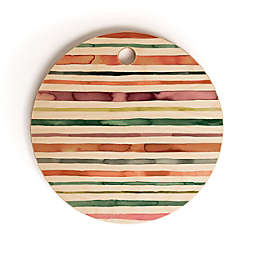 Deny Designs Ninola Design Moroccan Tropic Stripes Green Cutting Board Round