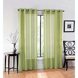 Kate Aurora Basic Home Custom Sheer Voile Grommet Top Window Curtains - 38 in. W x 84 in. L, Green