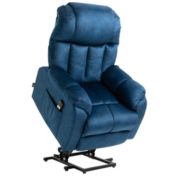 Halifax North America Power Lift Chair, Electric Recliner for Elderly, Compact Living Room Chair with Side Pocket & Remote Control, Blue