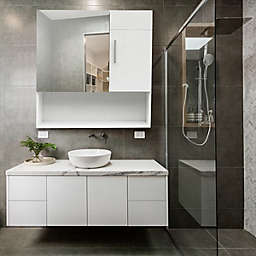 Infinity Merch White MDF Wooden Bathroom Sink Cabinet with Mirror