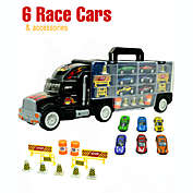BIG DADDY - BIG RIG Transport System - Carry your own Race Cars ! Holds 24 cars - Comes with 6 Cars and Road Blocking Accessories Inside !