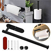 Paper Towel Holder Under Cabinet Gewtur Matte Black Stainless Steel Paper Towel Holder Available in Adhesive and Screw Wall Mounted Paper Towel Holder for Bathroom and Kitchen 
