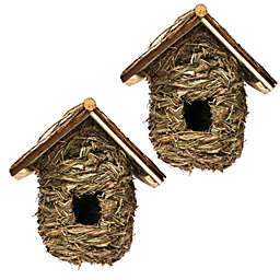 Songbird Bird House Natural Bird Huts Outdoor - 2 Pack, Grass Woven Bird Nest, Hummingbird House - Backyard Expressions