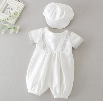 Laurenza&#39;s Baby Boys Baptism Christening Romper with Hat