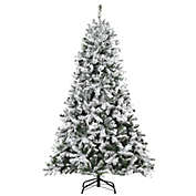 HOMCOM 6ft Tall Pre-Lit Snow-Flocked Artificial Christmas Tree with Realistic Branches, 250 Warm White LED Lights and 928 Tips