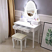 Inq Boutique Vanity Table Set with Lighted Mirror, Makeup Dressing Table with 10 LED Lights