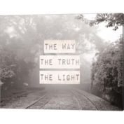 Great Art Now The Way The Truth The Light Railroad Tracks Black and White by Inspire Me 20-Inch x 16-Inch Canvas Wall Art