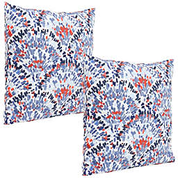Sunnydaze 2 Square Outdoor Throw Pillow Covers - 17-Inch - Abstract Red/Blue