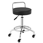 Slickblue Pneumatic Work Stool Rolling Swivel Task Chair Spa Office Salon with Cushioned Seat-Black