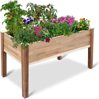 Jumbl Raised Canadian Cedar Garden Bed   Elevated Wood Planter for Growing Fresh Herbs, Vegetables, Flowers, Succulents & Other Plants at Home   Great for Outdoor Patio, Deck, Balcony   49x23x30
